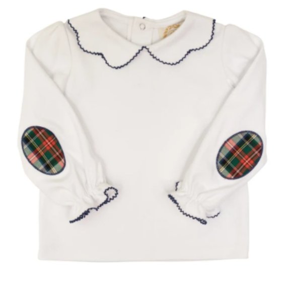 TBBC Emma's Elbow Patch Top - Worth Avenue White - 8 - Picture 1 of 8